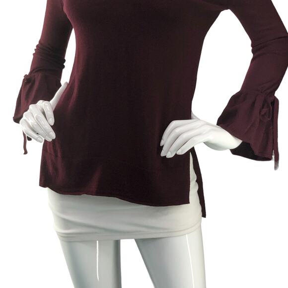 J Crew Womens Size XXS Sweater Merino Wool Bell Sleeve High Low Hem V Neck - Picture 3 of 16